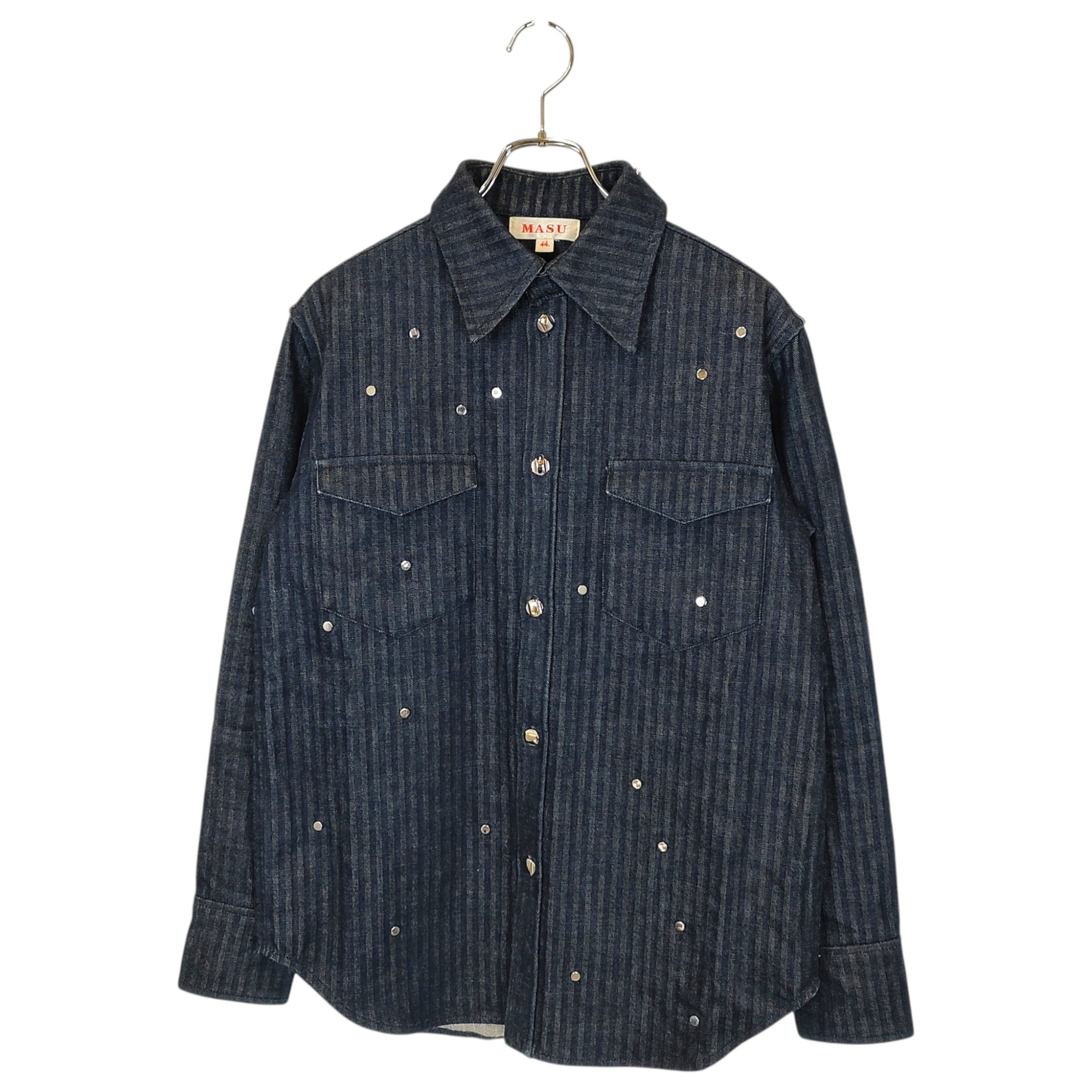 【中古】MASU エムエーエスユー 22SS STARDUST DENIM SHIRTS はやりっ児砂ぼこり スタッズ ジーンズプルオーバー 上衣 MSSS-SH0422 44 インディゴ メンズ