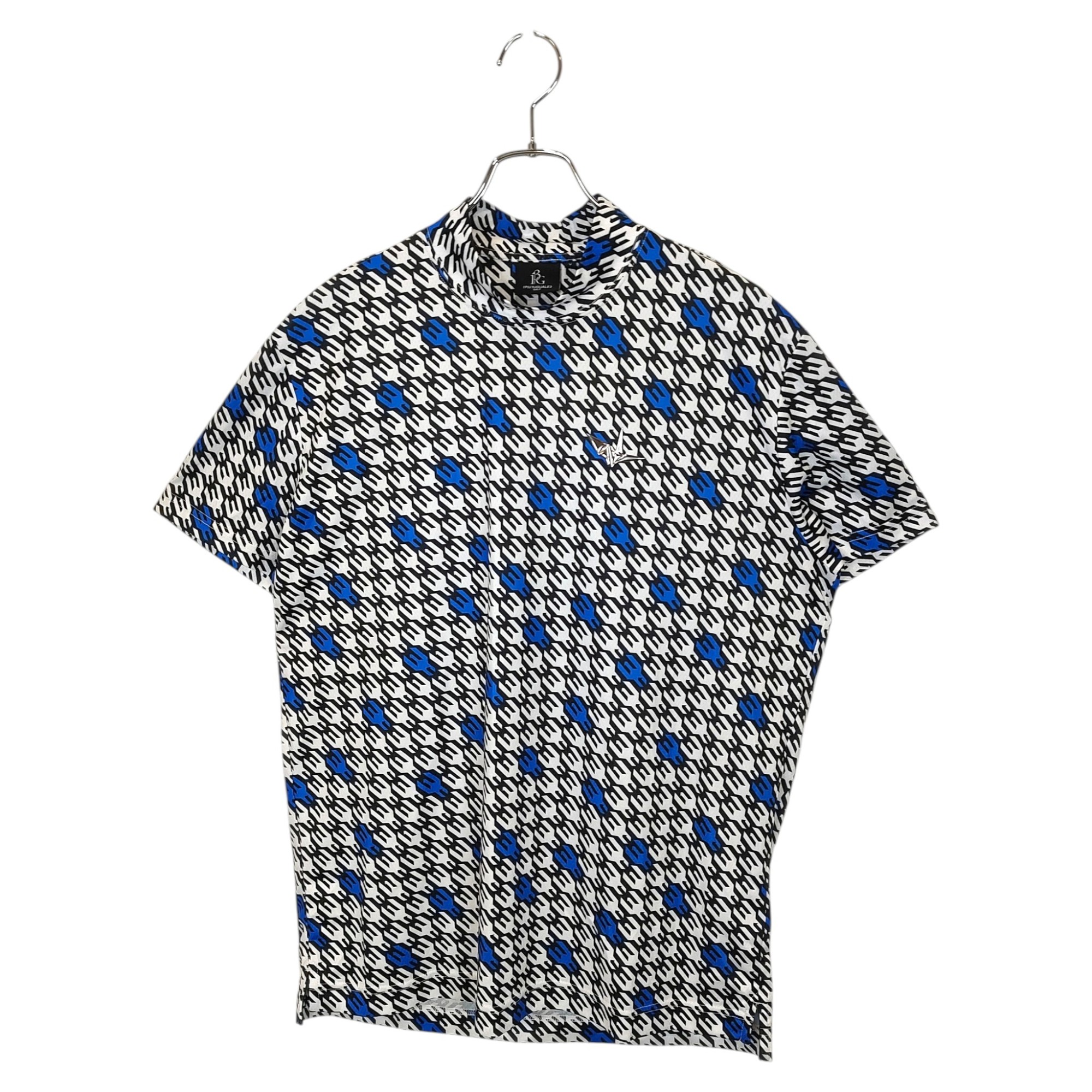【中古】1PIU1UGUALE3 GOLF ウノピゥウノウグァーレトレ ゴルフ S/S MOCK NECK HOUNDSTOOTH 総柄 半袖 モックネック ティーシャツ GRT221 POE477 5 白いこと/青碧 メンズ