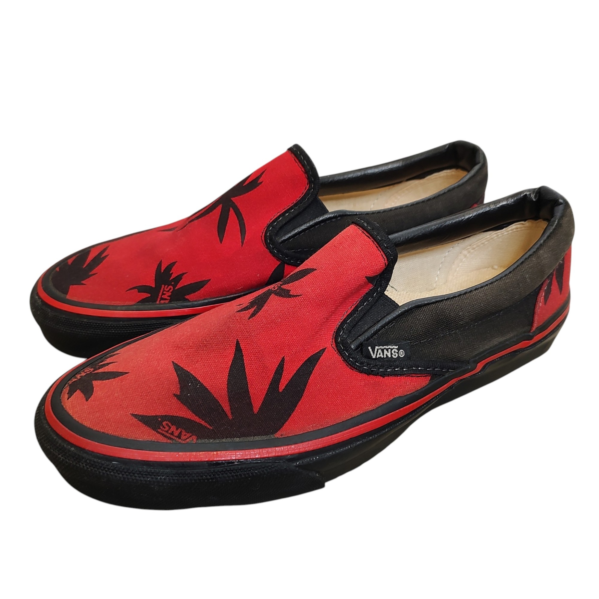 【中古】VANS ヴァンズ 90S ヴィンテージ 岩礁柄 スリッポン スニーカー 7.5 赤いこと メンズ