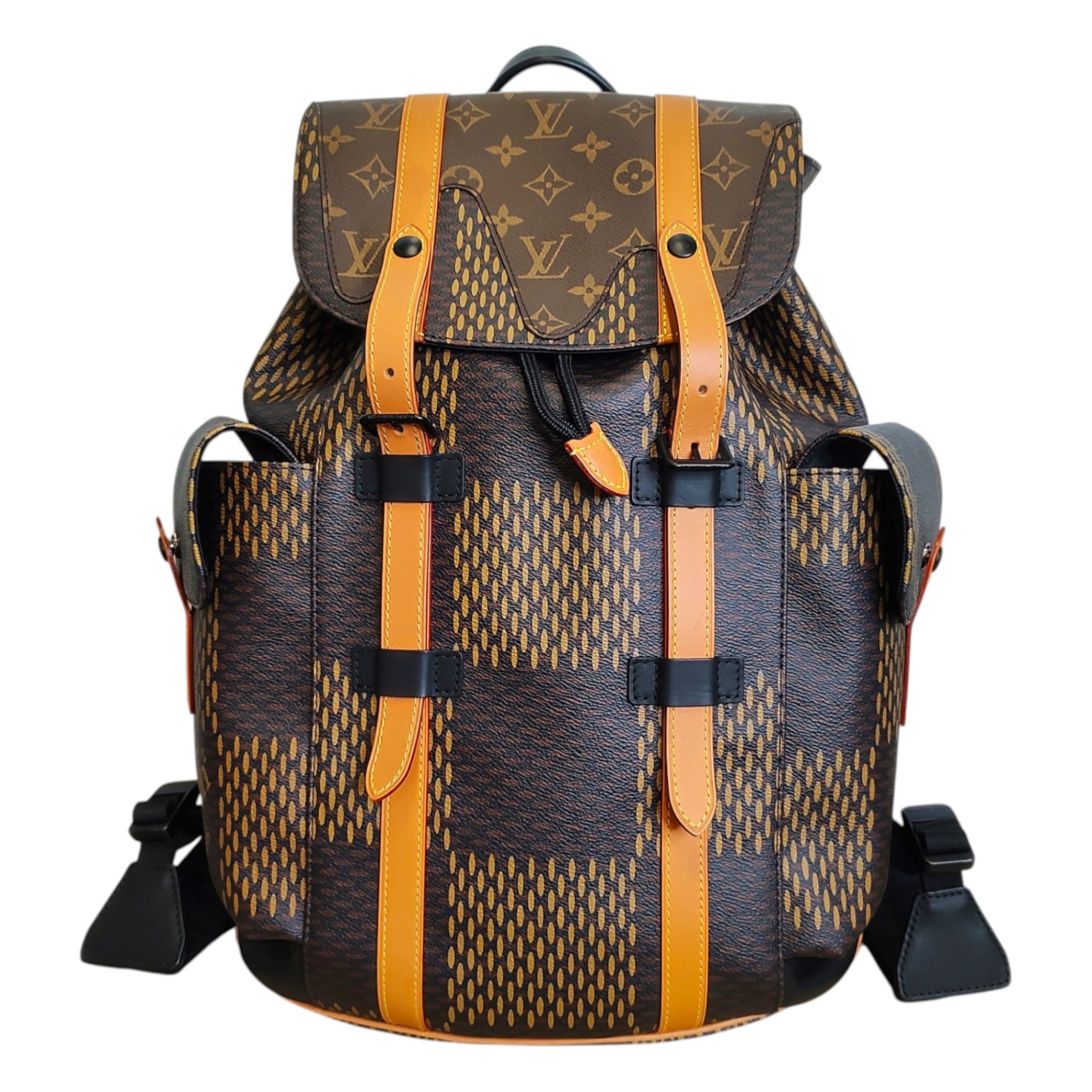 【中古】LOUIS VUITTON ルイ・ヴィトン × NIGO クリストファー ダミエ エベヌ 巨大な生物 モノグラム うしろ側容器に並べる 背嚢 N40358 PM 赤銅色 メンズ