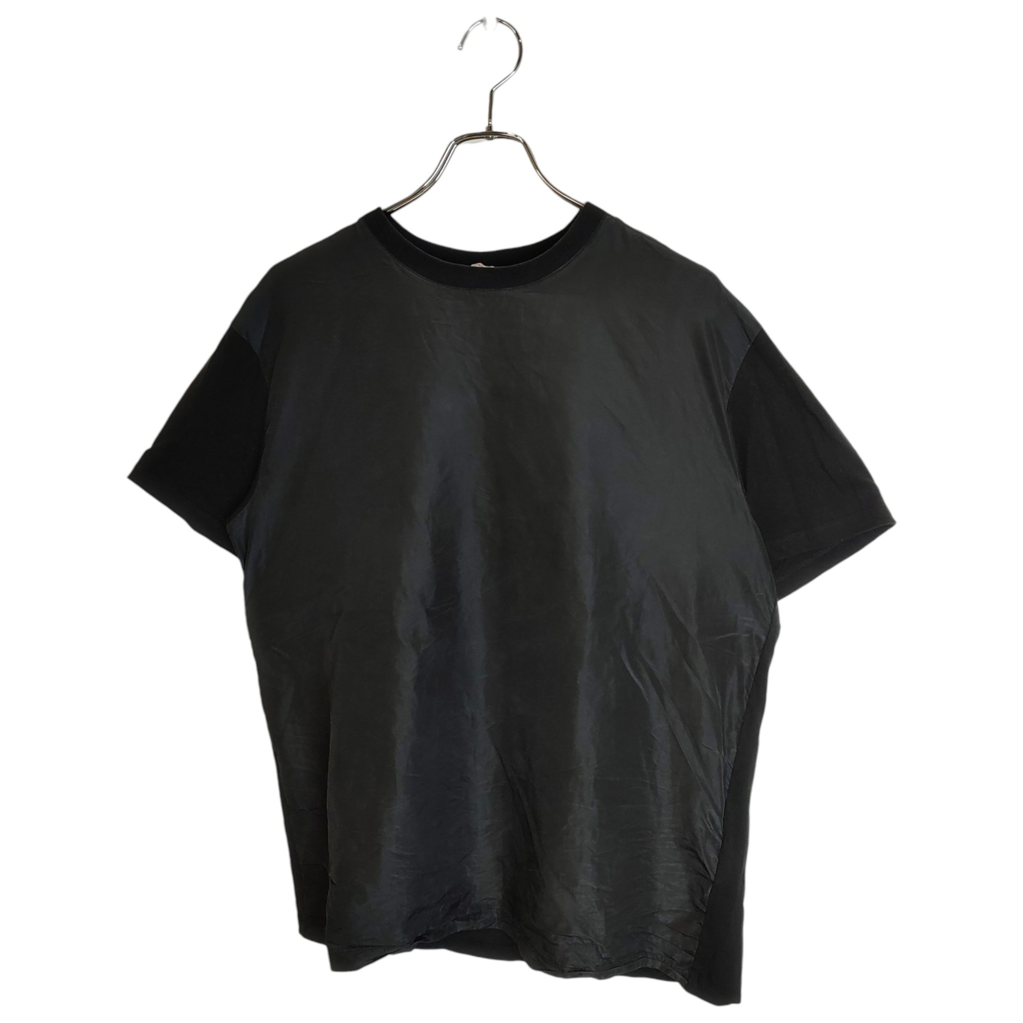 【中古】VALENTINO ヴァレンティノ Washed Taffeta Panel T-Shirt ウォッシュドタフタパネル 半袖 ティーシャツ XV0MG10V8H0 L 黒いこと メンズ