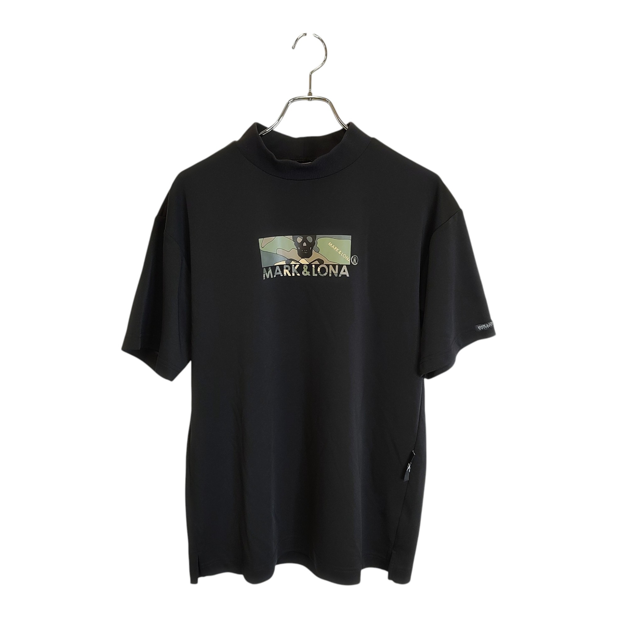 【中古】MARK\u0026LONA マークアンドロナ ゴルフ 24SS GIS Spounge Mock Tee ダンボール編み物 半袖 モックネック ティーシャツ MLM-4B-AA13 48 黒いこと/合鴨フラ メンズ
