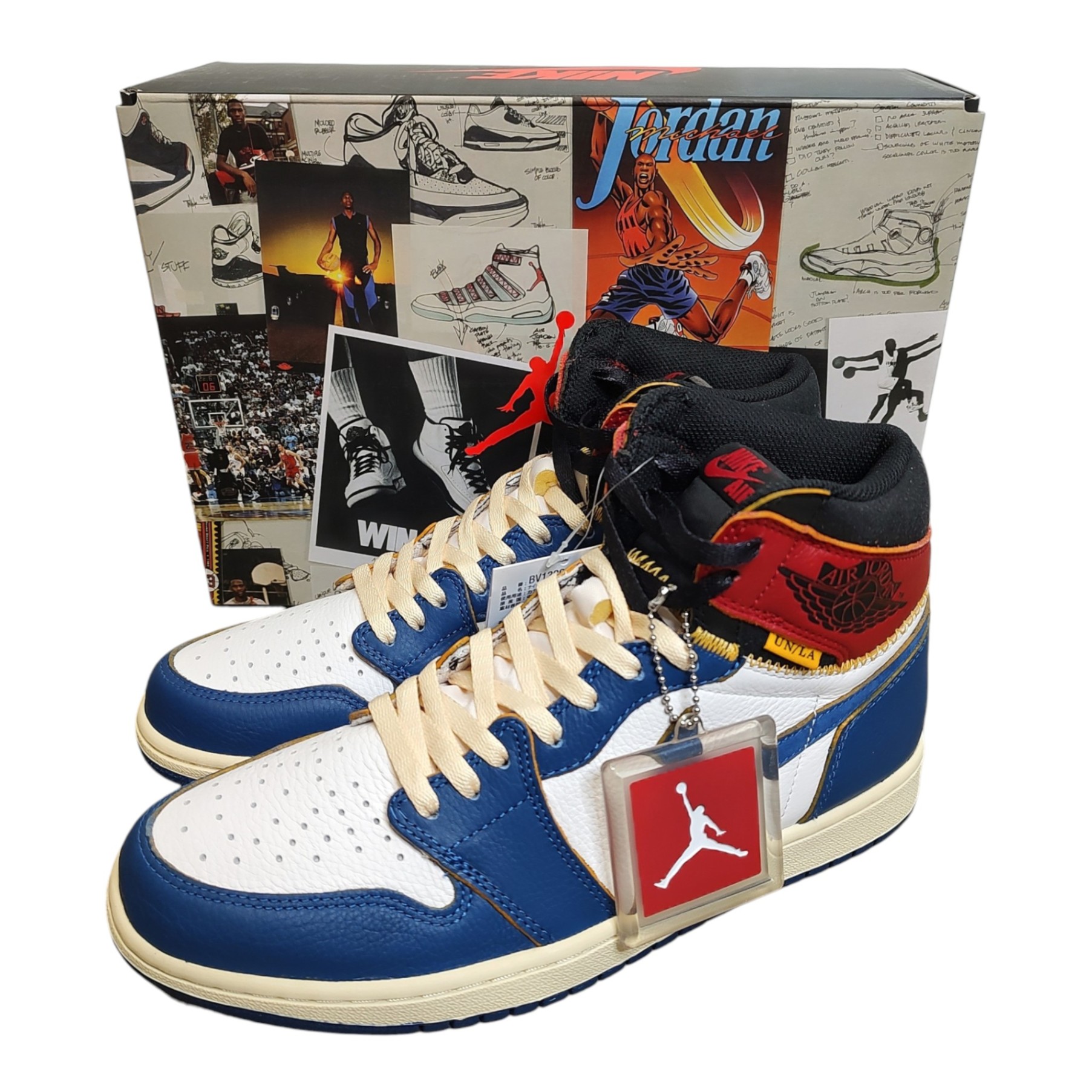 【中古】NIKE ナイキ &times; UNION Air Jordan 1 Retro High OG NRG ハイカット スニーカー BV1300-146 US10.5 28.5cm Storm Blue/Varsity Red メンズ｜TRIGGER 店