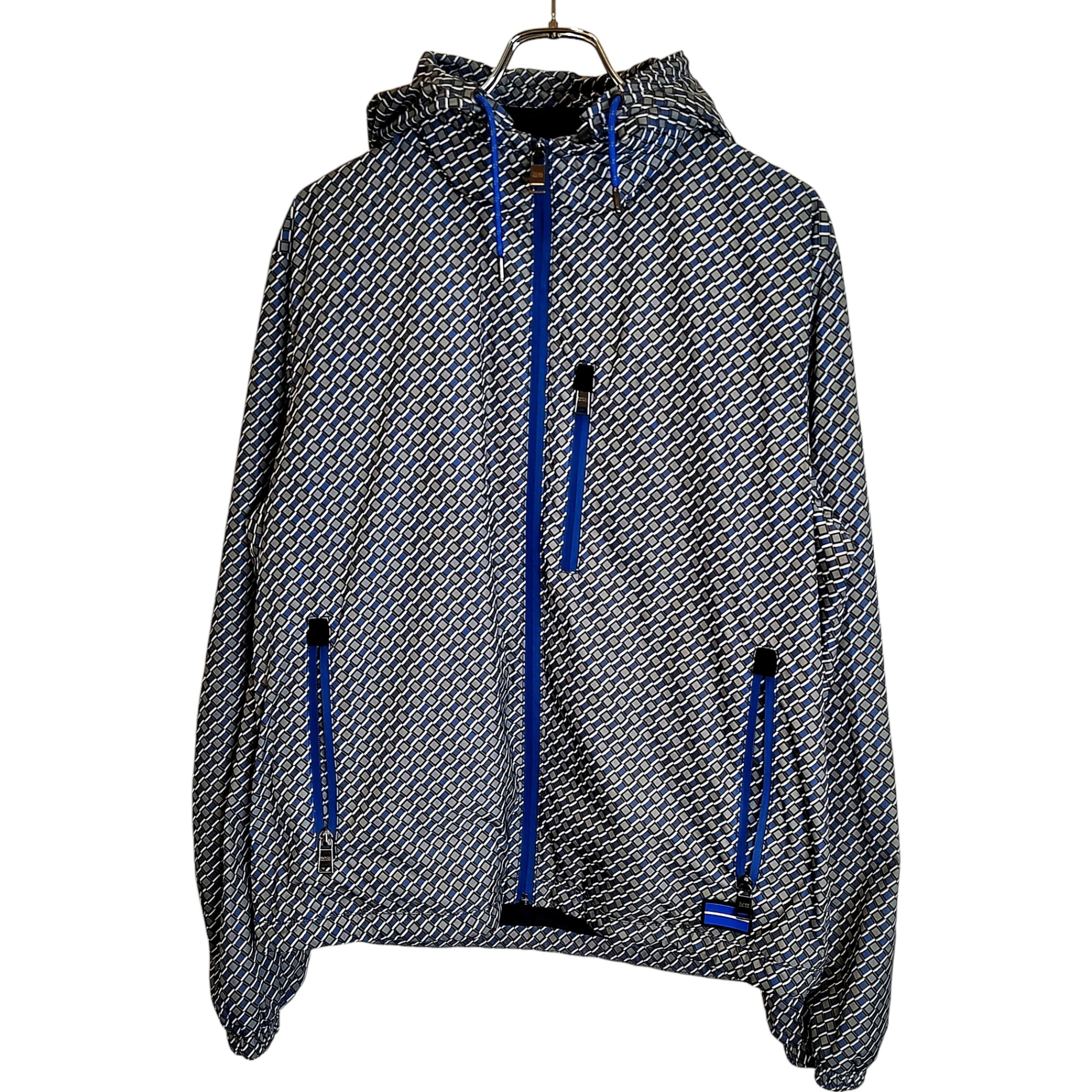 【中古】HUGO BOSS ヒューゴボス WATER REPELLENT FABRIC ジップアップ パーカー ブルゾン 10207634 4021404265518 48 ブルー×グレー メンズ|TRIGGER 店
