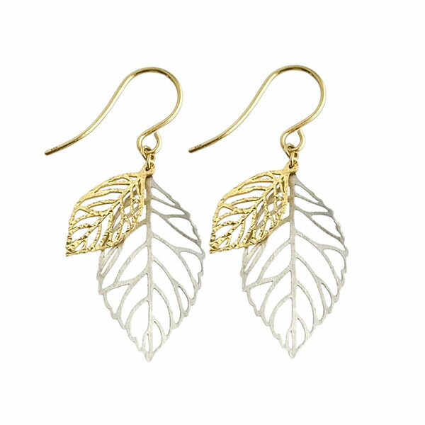 K18 18金 18k リーフ ピアス　イエローゴールド　♡ ゴールド 18金 ピアス 葉 リーフ 揺れる イエローゴールド地金