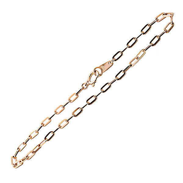18k チェーンブレス 角アズキ ブレスレット 18cm レディース メンズ K18 18金