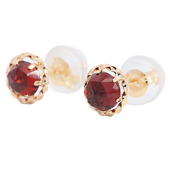 天然石 ローズカット ガーネット 18金 ピアス 18k レディース ピアス 一粒 イエローゴールド k18ジュエリー プレゼント 18金 イエローゴールド