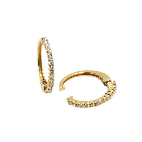 天然ダイヤモンド 0.2カラット ピアリング イヤリング 両耳 18k 正規品 ハーフエタニティタイプ フープイヤリング｜トリニティートラスト