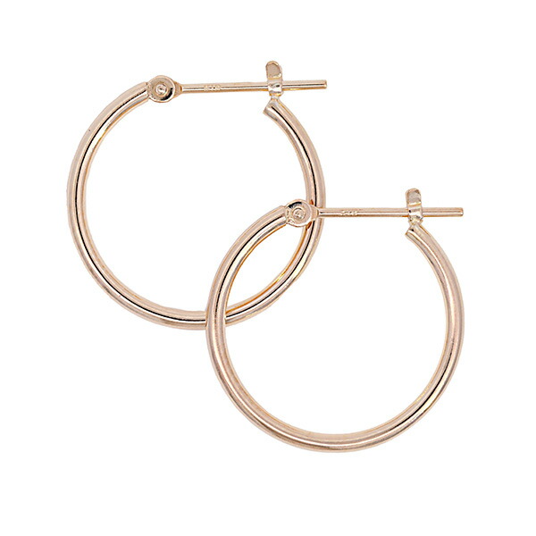 （k1517）1.5-17 日本製 ニッケルフリー 18k フープピアス K18 ピアス 18金 1.5mm×17mm パイプピアス キャッチレスピアス シンプル 両耳 K18YG イエローゴールド