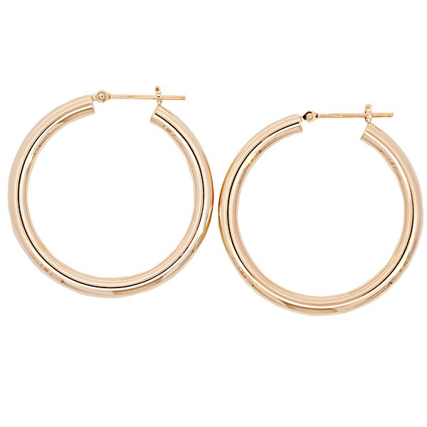 フープ 輪っか ピアス 18k 3mm×30mm K18フープリングピアス メンズ レディース 1ペア 両耳 プレゼント ギフト 18金 ゴールド 太め 大きめ|トリニティートラスト