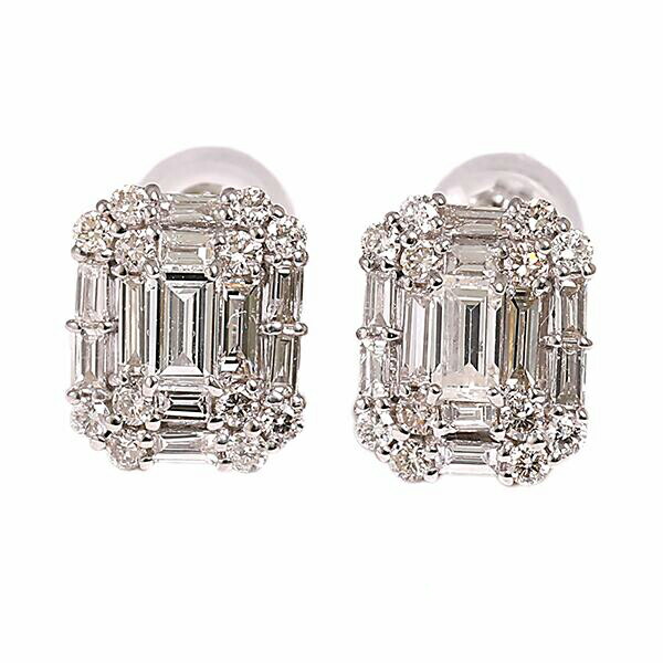 ピアス プラチナ 天然ダイヤモンドピアス 0.8カラット PT900 バケットピアス 両耳 レディース 女性 4月 誕生石 四角形 プレゼント