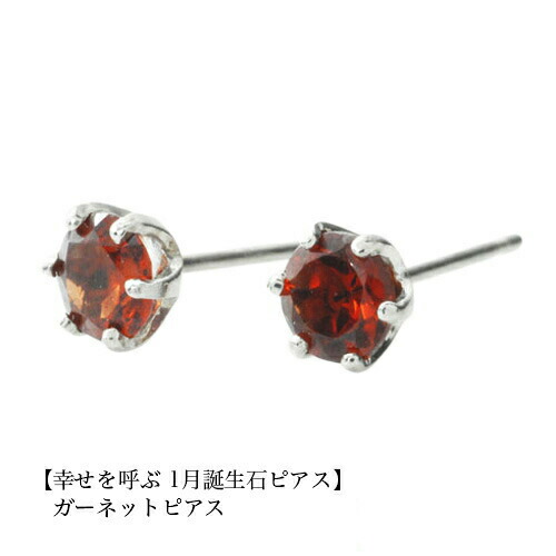 誕生石 ピアス ガーネットピアス PT900 スタッドピアス 1月 レディース メンズ 女性 男性 プレゼント 一粒 ピアス 4mm シンプル プラチナ