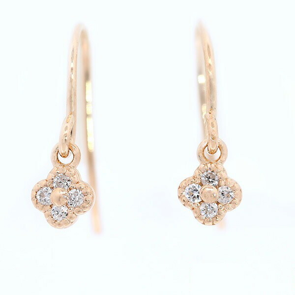 18K ダイヤモンド ピアス フックタイプ 花｜トリニティートラスト