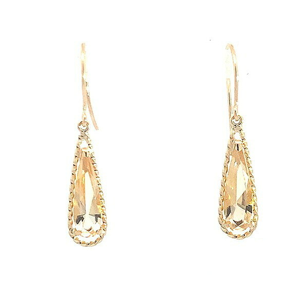 ピアス 18K シトリン ぶら下がり フックタイプ