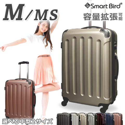 【楽天市場】スーツケース キャリーバッグ Mサイズ MS 中型 選べる2サイズ 超軽量 ファスナー 拡張あり 70L＆60L級 鏡面 TSA