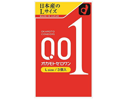 オカモトゼロワン 0.01 Lサイズ 3個入｜超薄型 水系ポリウレタン製 ゴム臭なし 日本製 ラージサイズ クリアカラー