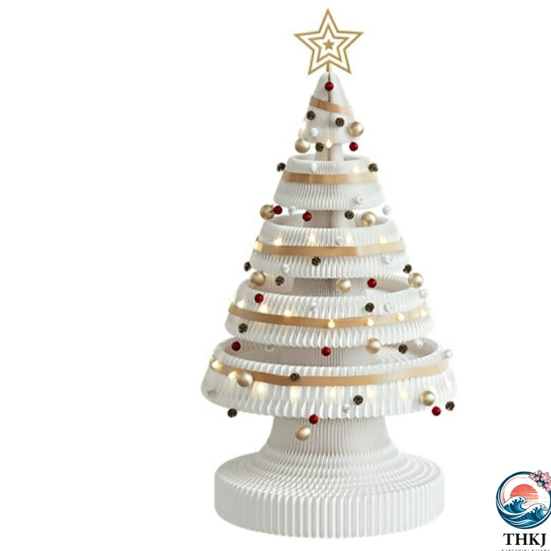 折りたたみ式ホワイトクリスマスツリー アクセサリー付き 折りたたみ式ホリデー 室内装飾クリスマスツリー北欧風