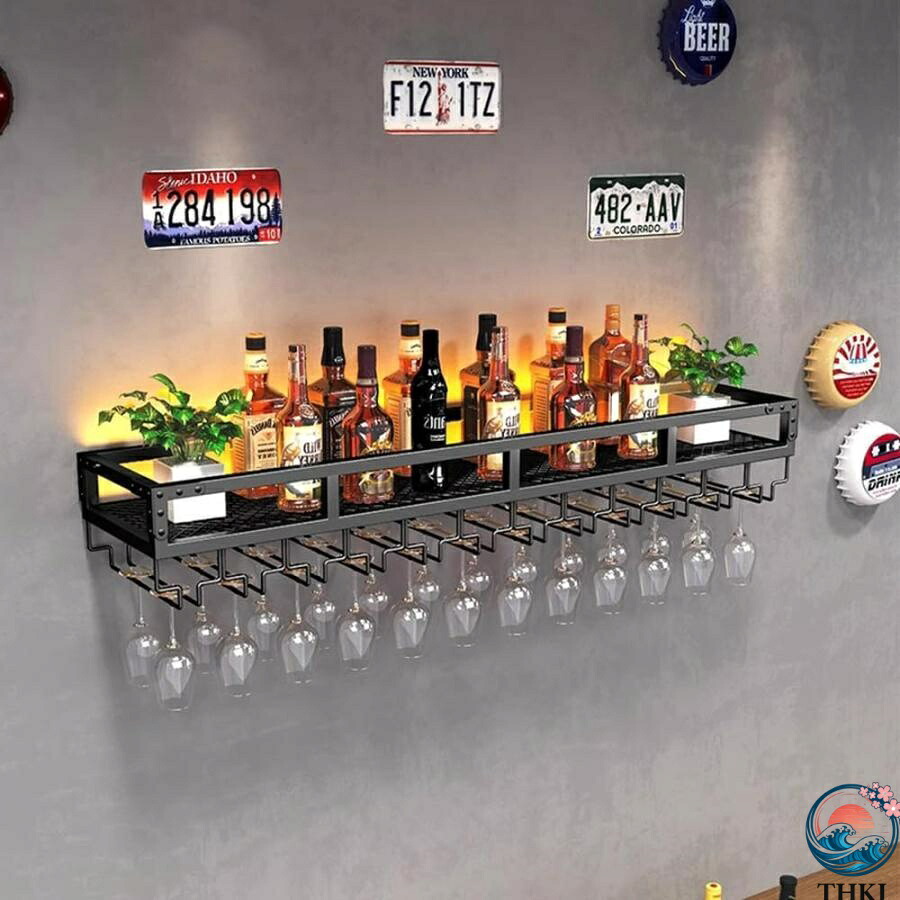 【全品5%ポイント】酒棚 ワインセラー ボトル スタンド 赤ワイン収納 おしゃれ ラック ワイン保存ワインバーキャビネット 壁掛け ワイングラスホルダー付き 時短 便利|TRIPLE WINGIFU