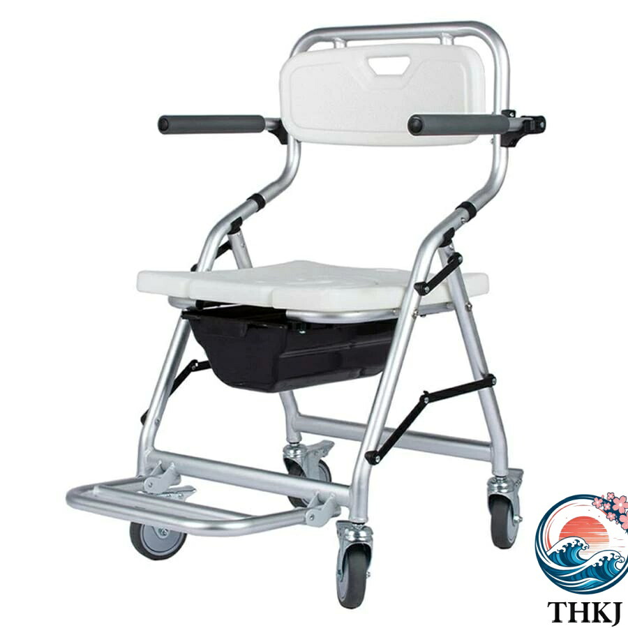 入浴用車いす 椅子 シャワーチェア 介護用 歩行器 コンパクト アルミ製 ブレ-キ付き シャワー キャリー キャスタ付き 便器 お風呂用 メ