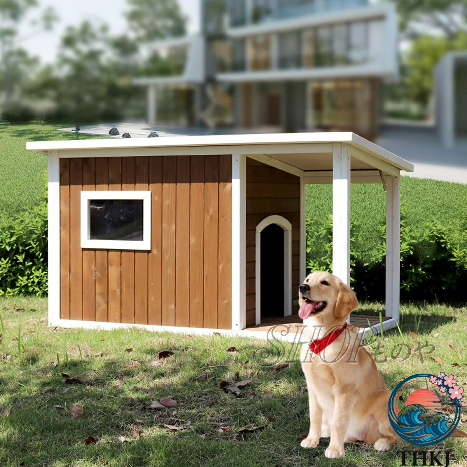 【全品5%ポイント】木製犬小屋 屋内用 無垢材アスファルト屋根犬小屋 大型 ポーチ 付き 小型犬から大型犬まで屋外パティオ用 軽量 使いやすい 収納便利 通勤通学 人気｜TRIPLE WINGIFU 51,588円