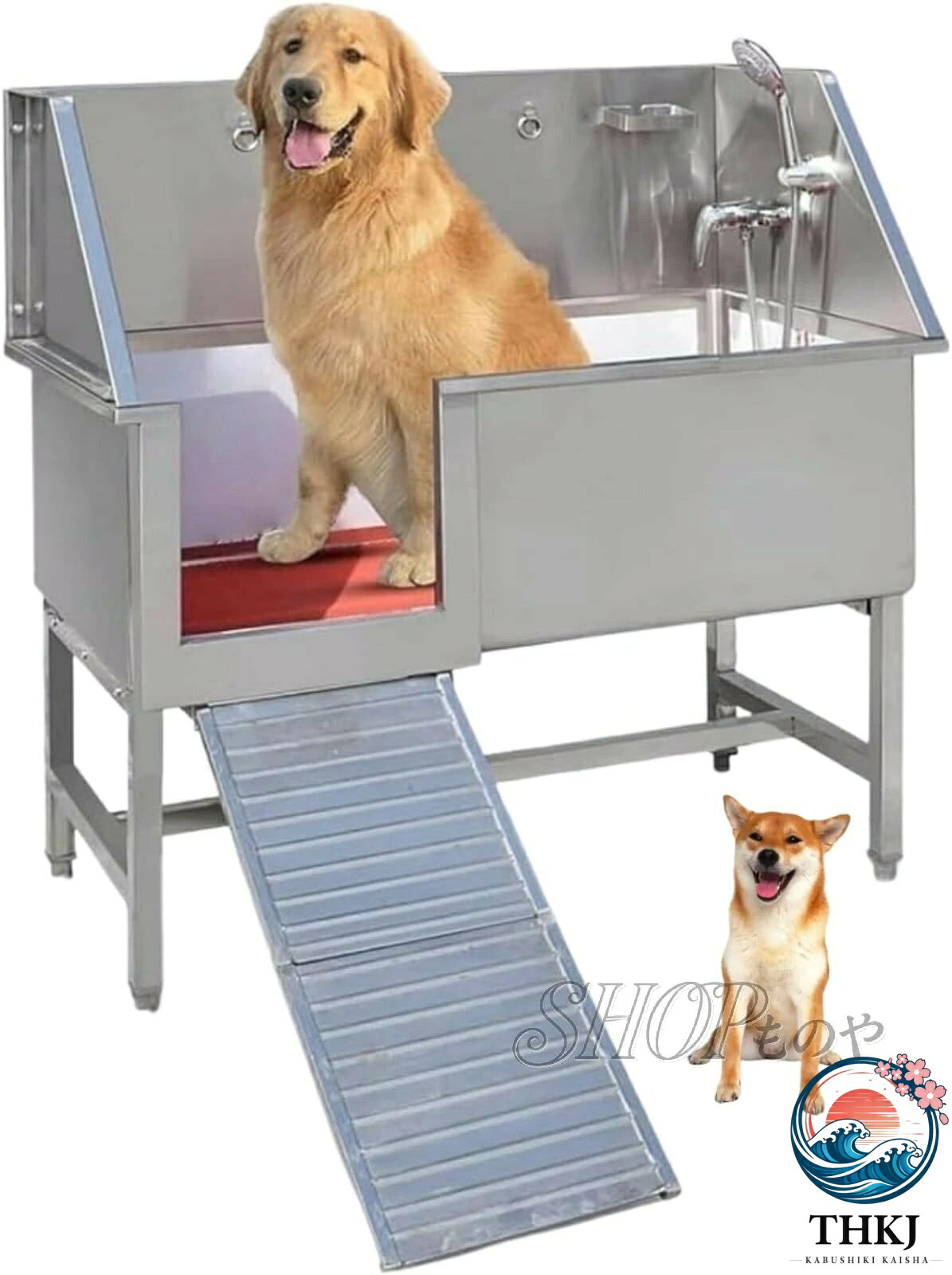 【全品5%尖んがり】大型 犬用 湯ぶね ドッグバス 犬 二階建てバス溜め桶 愛玩動物 犬浴するステイション ステンレス鋼製 思わしい 耐久性 錆びない 広広とした間隔文字 THKJ 伸縮式のり面付き添い人 横すべり部屋の入り口