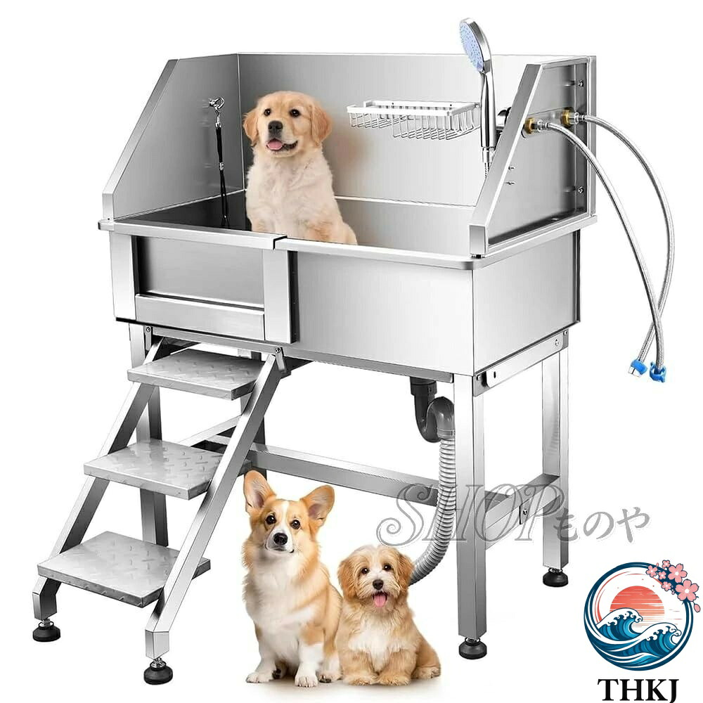 【全品5%尖んがり】ステンレス鋼鋼ドッグバス 御勤め用 愛玩動物 二階建てバス 犬用 猫用 湯ぶね お風呂 小型犬 中型犬 二階建てバス溜め桶 THKJ 大静電容量 シャワースウィミングプール 水道の栓付き添い人 朦々たる 上滑り打ちきり 伸縮式上がり段