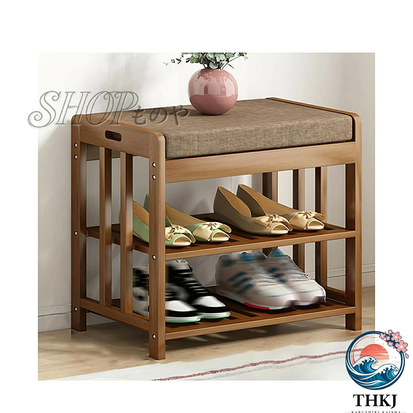 【全品5%尖んがり】部屋の入り口長椅子 シューズ 仕合わせ 3 段式竹製 座布団洗いもの能力のある 納める腰掛け 靴入れ THKJ 精神的な統合飾り気の無い パウダーコンパクト で 省あき場所 部屋の入り口納める 手向かい座布団 ボックス席