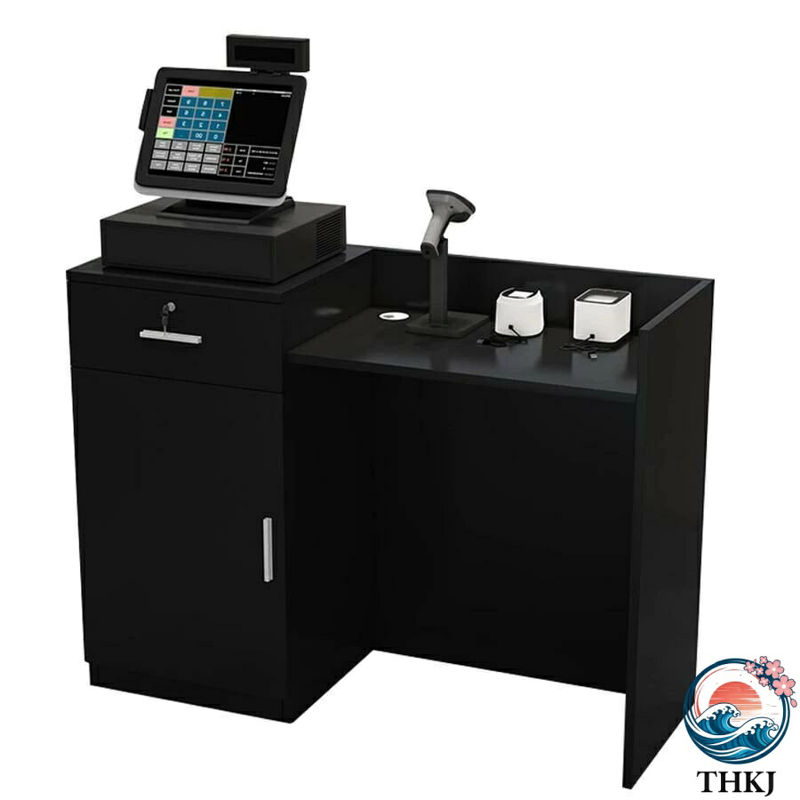 【全品5%ポイント】受付 カウンターテーブル レジ係カウンター 木製 受付カウンター 鍵付き引き出し付 モダンミニマリストフロントデスクレセプションカウ 省スペース｜TRIPLE WINGIFU