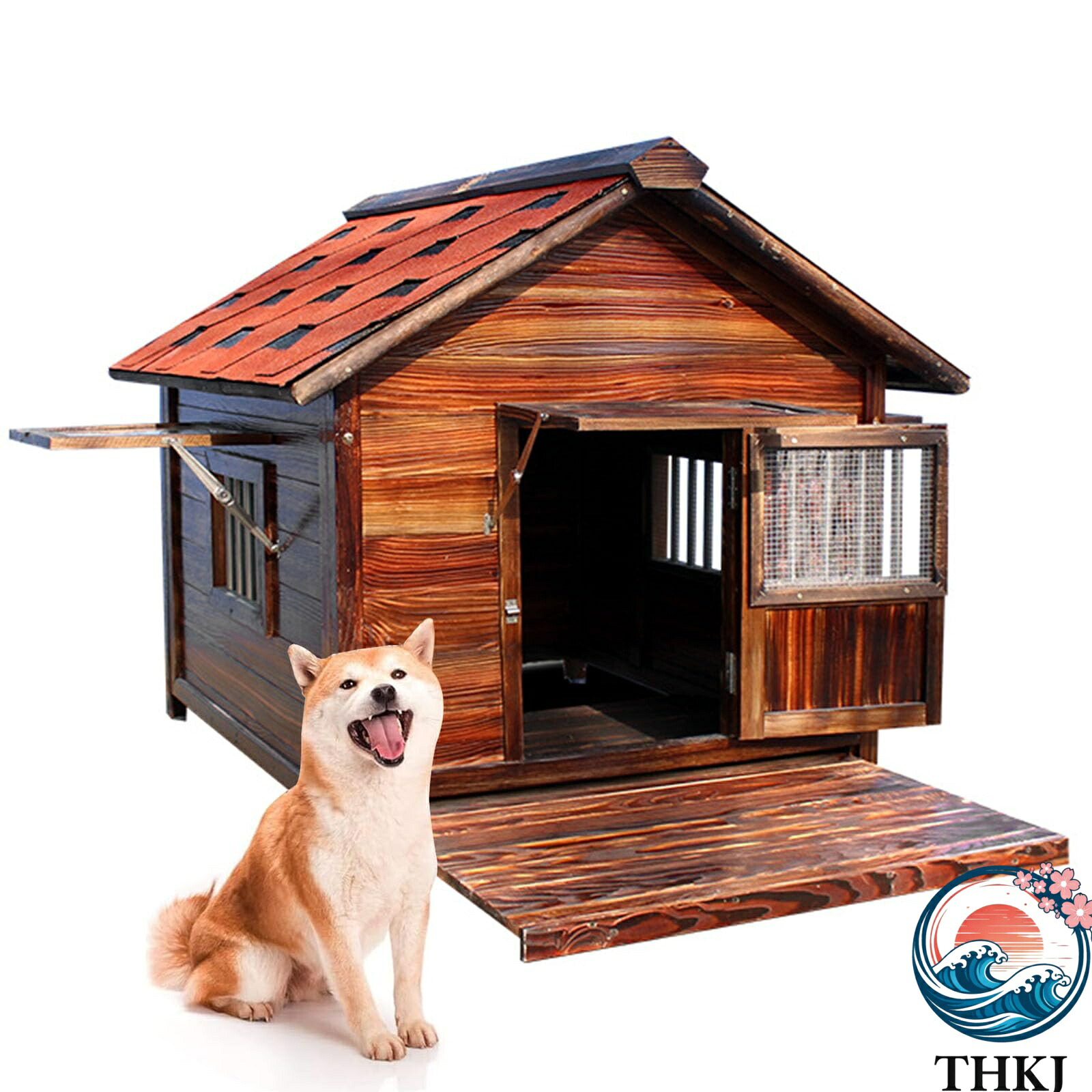 【全品5%尖んがり】犬掘ったて小屋 室外用 大型犬 木製 犬舎 中型犬 超大型犬 大屋根 部屋の入り口付き添い人 大型室外犬掘ったて小屋 犬用 棲み家 通気性 THKJ 生あたたかい 全天候型 日焼打つ手 防風 雨除け 好いたらしい