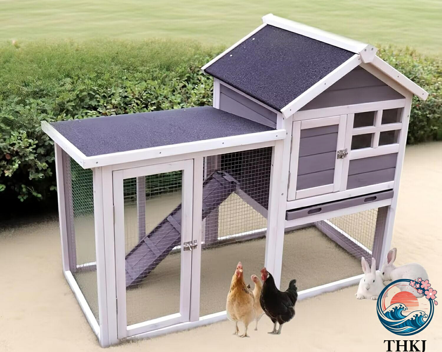鶏小屋 鶏用ケージ 木製 鶏舎 大型 マルチレベルヘンハウス 122*62*93.3cm 4-6羽用 複数のドア付き 取り外し可能な底 水で洗える 屋外 耐候性 組み立て簡単 家庭用 飼育ケージ
