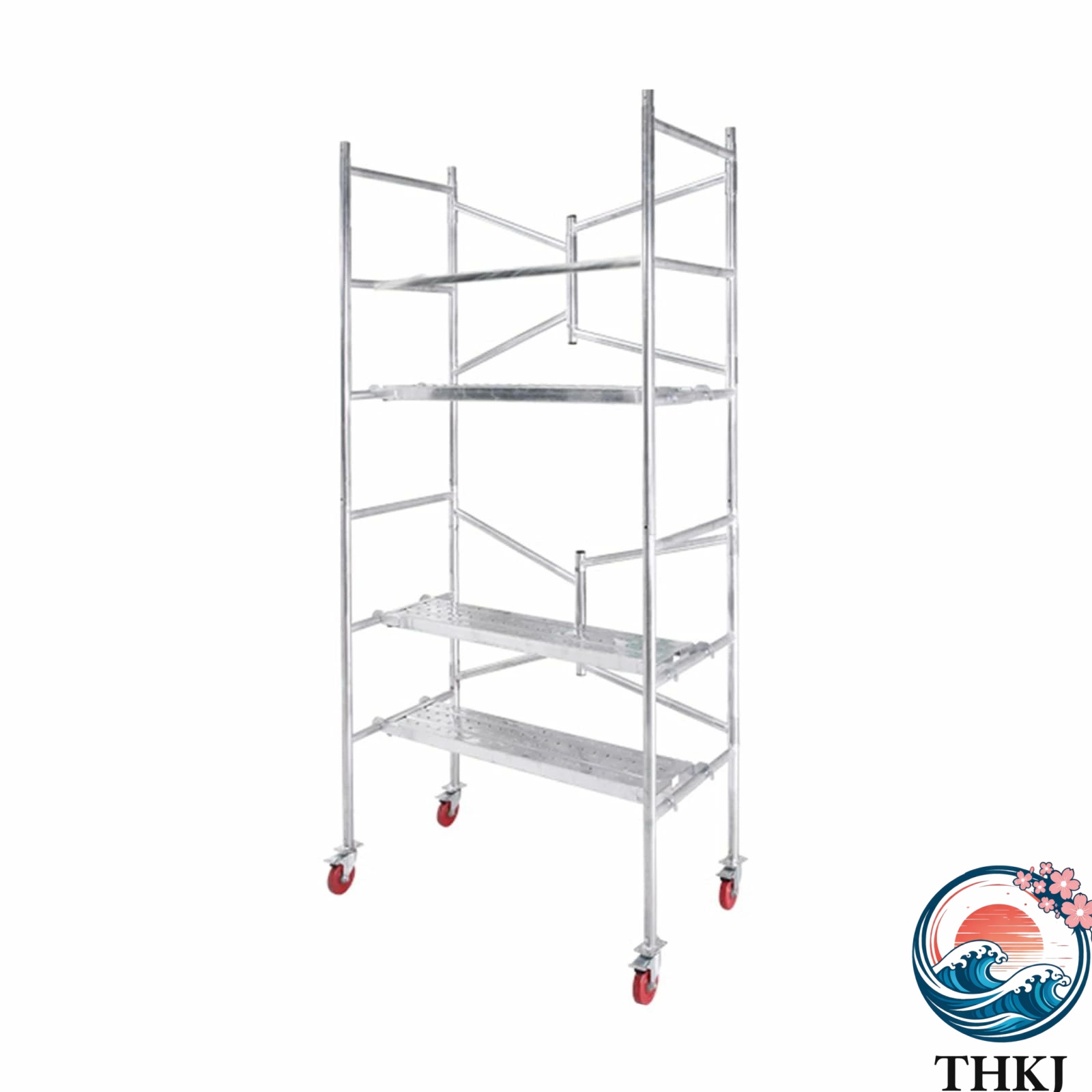 【全品5%ポイント】折りたたみ 式 移動足場 高所作業台 360 度回転ホイール付き ブレーキ搭載 耐荷重 500kg 幅広滑り止めステップ 室内外兼用 簡単 10 秒組立 使いやすい|TRIPLE WINGIFU