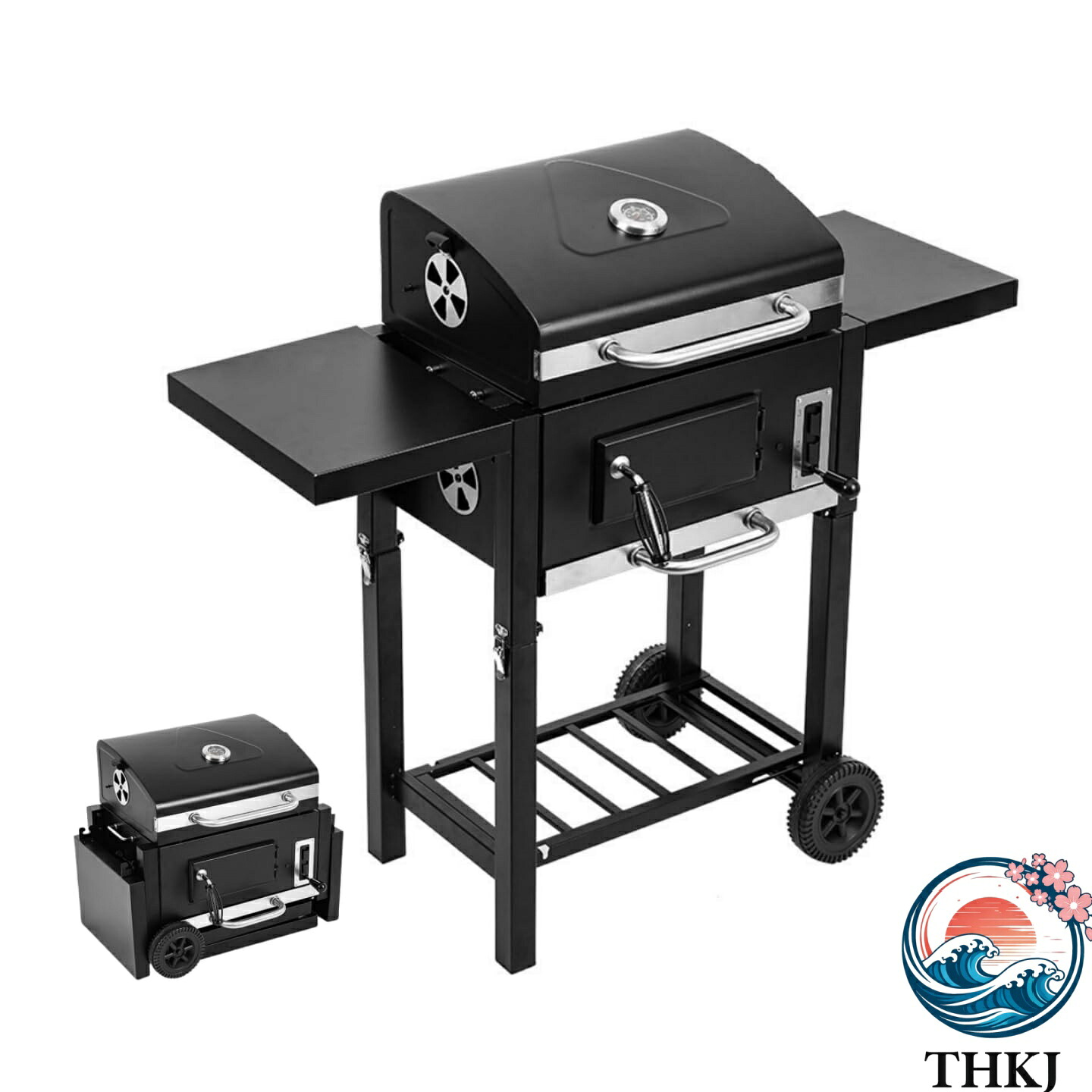 【全品5%尖んがり】丸焼きコンロ 炭火焼き 中型 BBQ食べ物屋 気温計付き添い人 通気口付き添い人 蓋付き添い人 丸焼き 食べ物屋 身寄り 2 人～10 人ぐらい至適 THKJ 省間隔文字 使い分かりやすい
