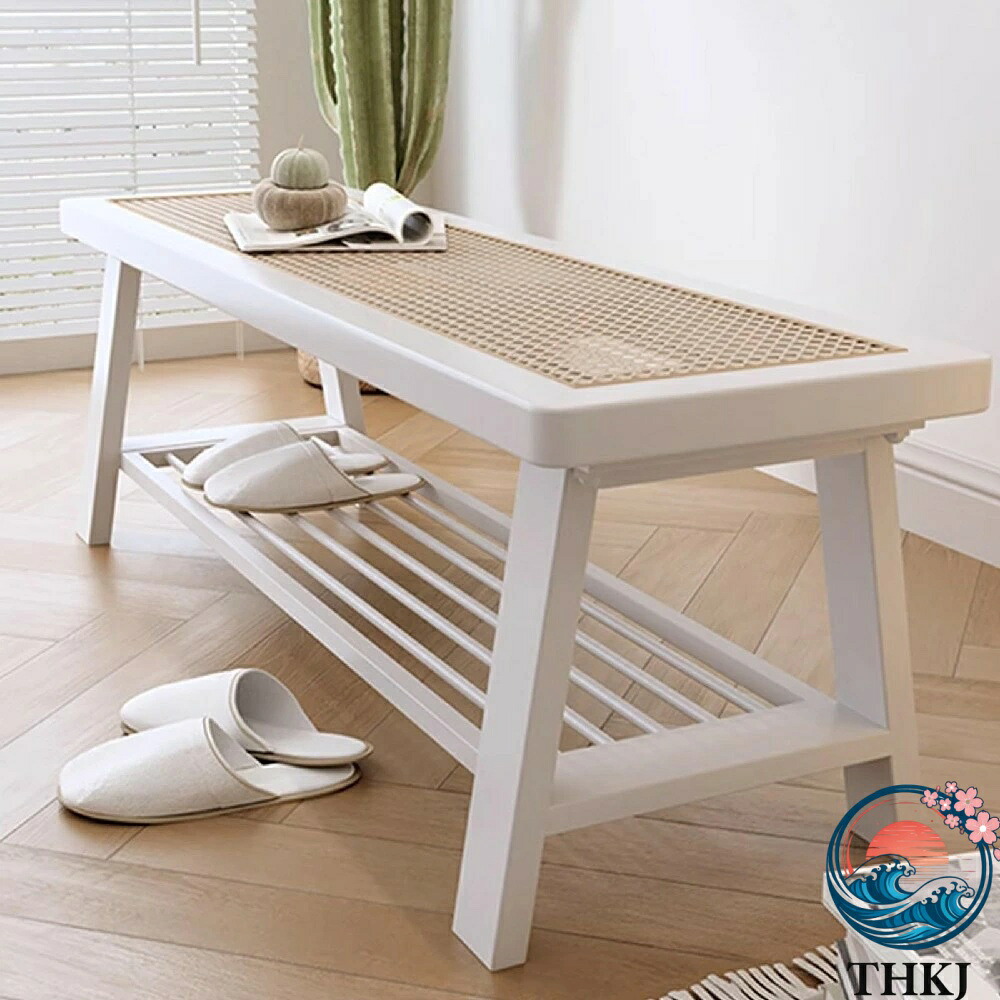 【全品5%ポイント】玄関の靴ベンチ ベッドの端のベンチ 籐の 木製ベンチ 廊下のリビングルーム用の靴ラック 100cm 39.4 in 歩きやすい 快適 おしゃれ 人気 疲れにくい｜TRIPLE WINGIFU