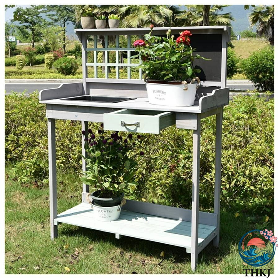 【全品5%尖んがり】36\u0027\u0027木製ガーデンポッティングベンチ進め方台露天園地進め方台早見表後庭露台中庭用進め方台植栽トラフ付き添い人包みかくし納める抽き出し THKJ 省間隔文字