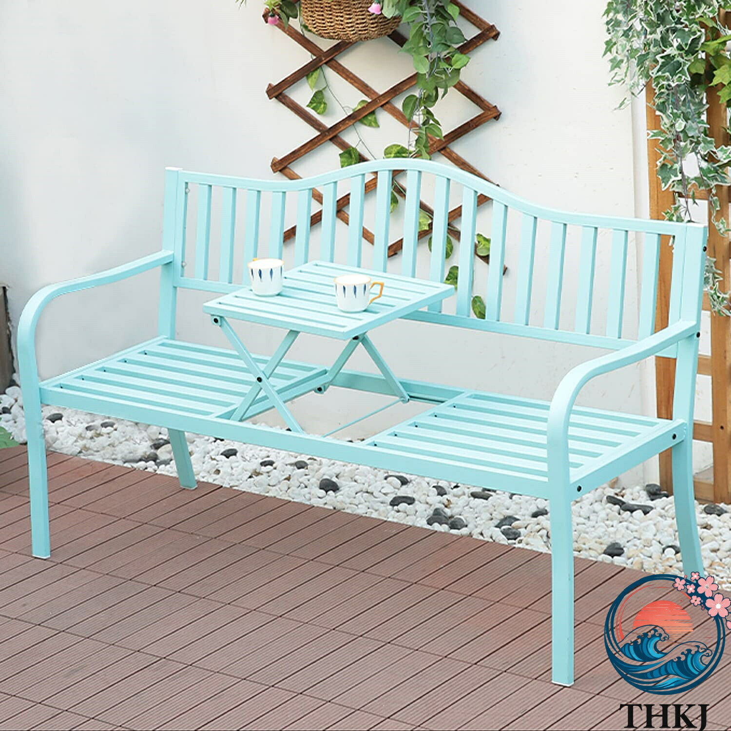 【全品5%ポイント】ガーデンベンチ 屋外 ガーデンチェア ベンチ 耐荷重約 250kg 鋳鉄製のパークベンチシート 折りたたみ 式 センターテーブル付き 3 人掛 ガーデン|TRIPLE WINGIFU