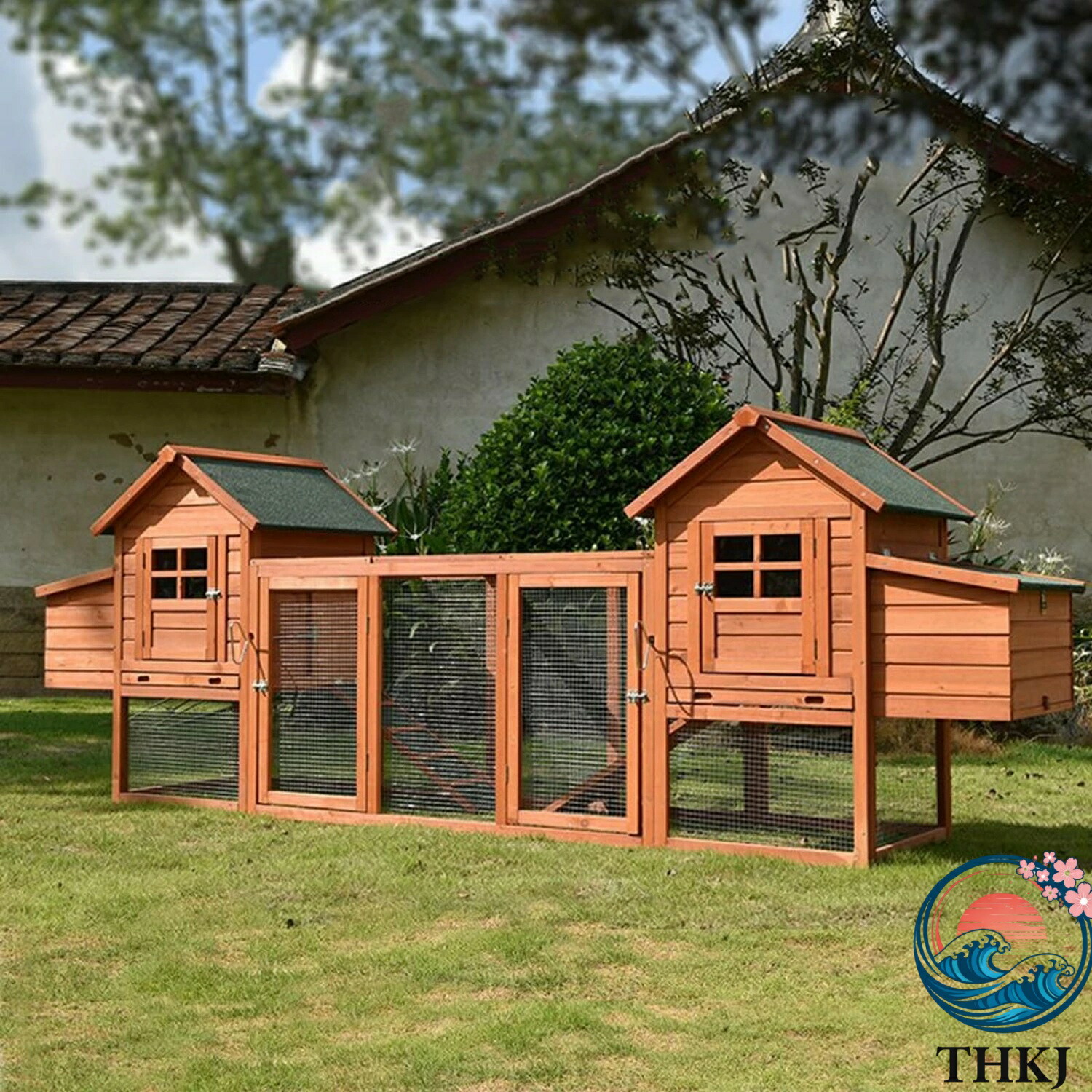 【全品5%尖んがり】鶏掘ったて小屋 露天 木製 大型 鶏小屋 ヘン棲み家 砂ビチューメン大屋根 耐候性 防雨 防風 性 断熱性 家禽伏せ篭 家兎ハッチ ターキー THKJ 合鴨 鵞鳥繁殖伏せ篭 身寄り用 4
