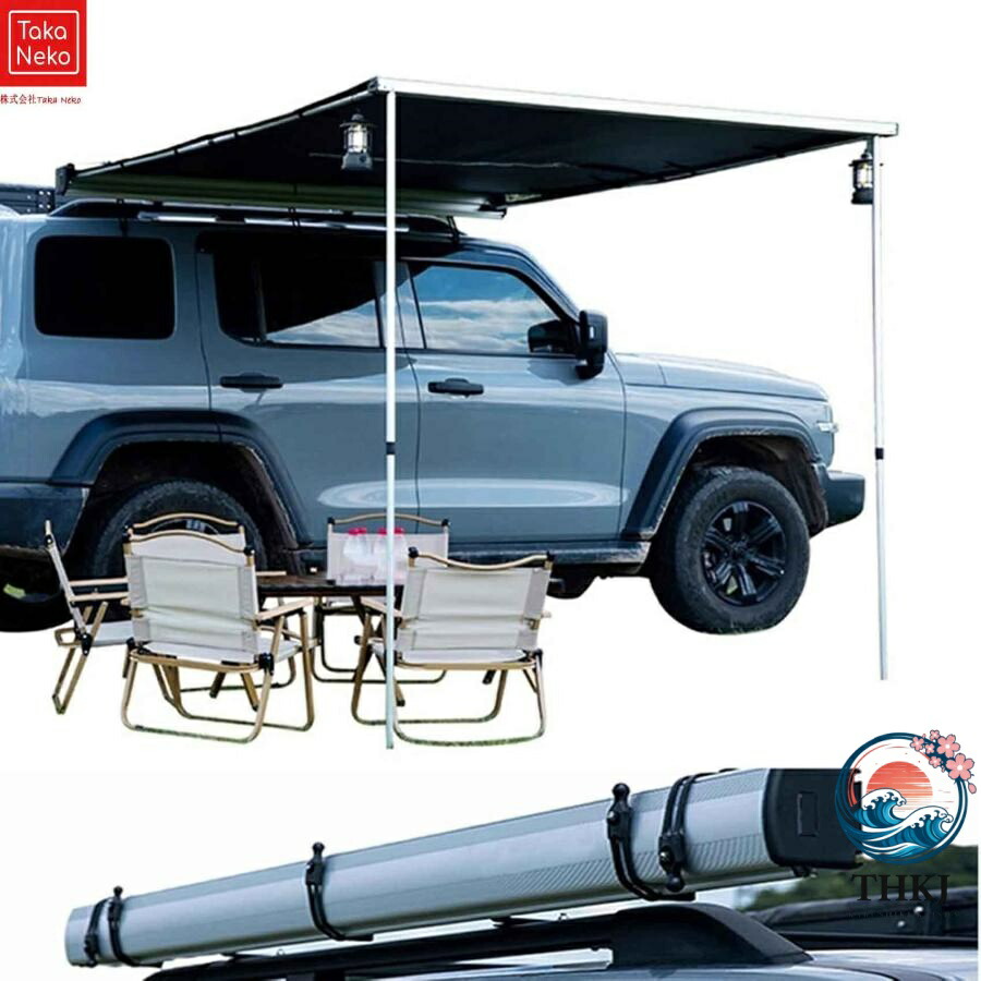 【全品5%尖んがり】カーサイドタープ タープ 円蓋 車用 カーサイドオーニング 日がさ THKJ 自家用車据え置き能力のある ロールアップ納める式 軽自動車タープ 車 省空白文字
