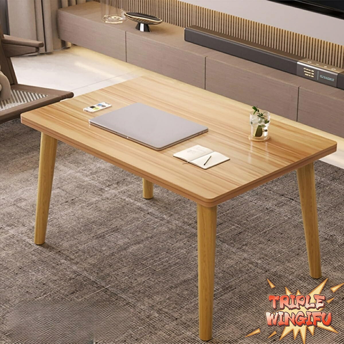 【全品5%ポイント】ローテーブル 木製 リビングテーブル ナチュラル 60×40×60 cm 省スペース 小さめ 一人暮らし 頑丈 組み立て簡単 センターテーブル|TRIPLE WINGIFU