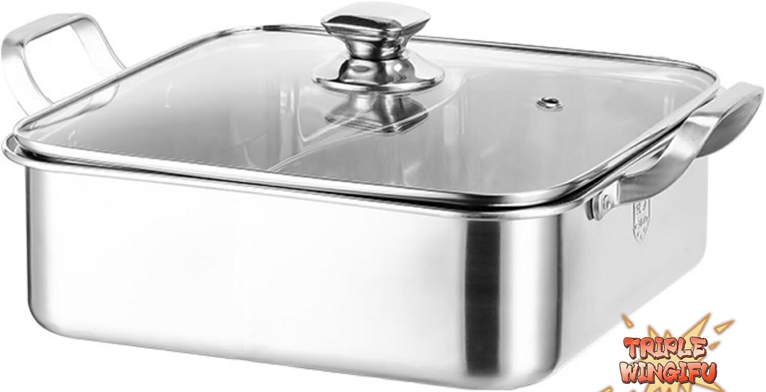 【全品2点で5%OFF】おでん鍋 おでん鍋 2つの味を同時に楽しめる ステンレスおでん鍋 分割鍋 家庭用 業務用 卓上鍋 仕切り付き中華火鍋 鍋パーティーに最適 両手鍋 (仕切り付き 28*28*9 cm)