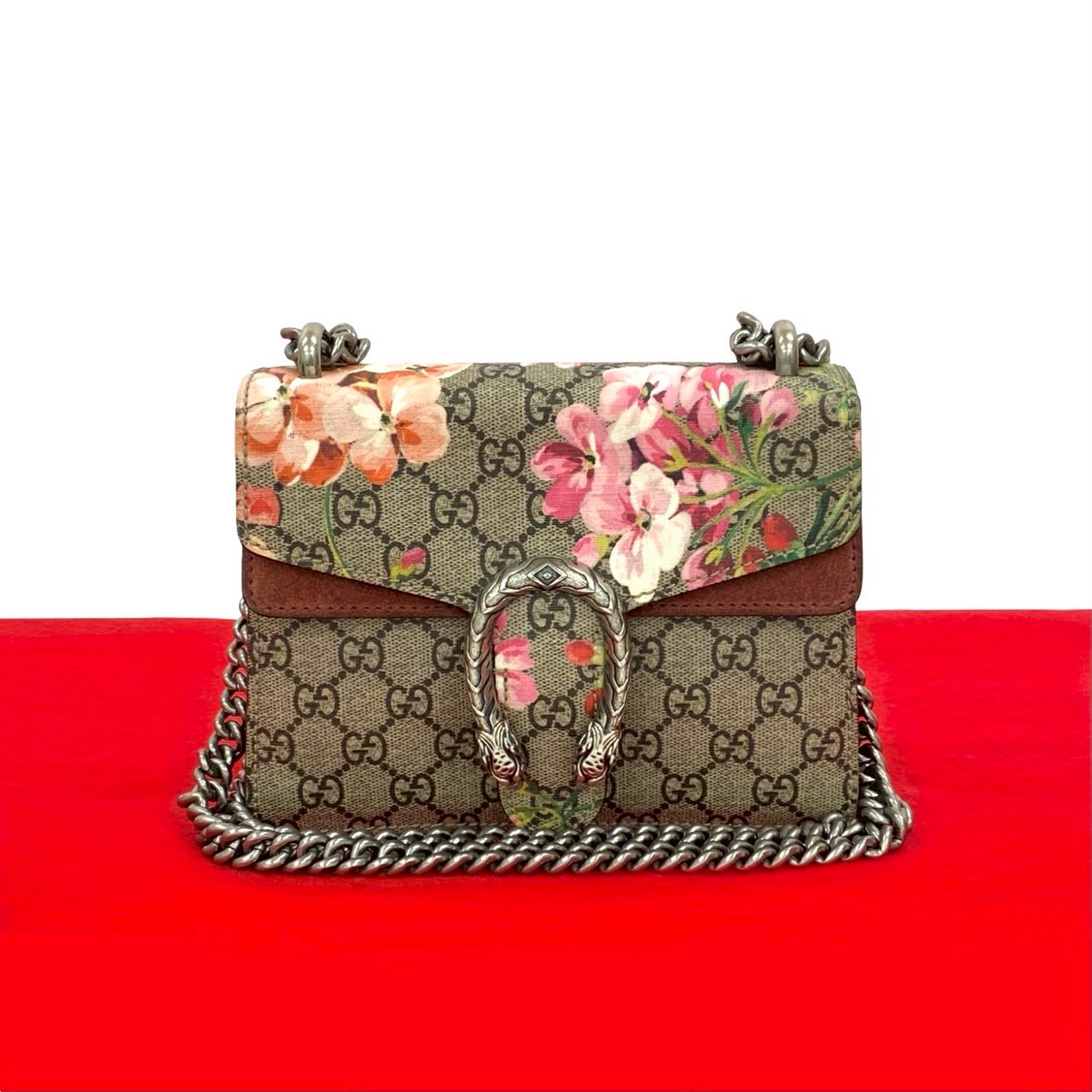 【尖んがり2倍】極 美品 滅多に無い品 GUCCI グッチ ディオニュソス GGスプリーム 植物相 花 なめし革 チェーン店 2way 空蝉 ショルダーバッグ 赤銅色 74177 【貨物輸送無料】【中古】