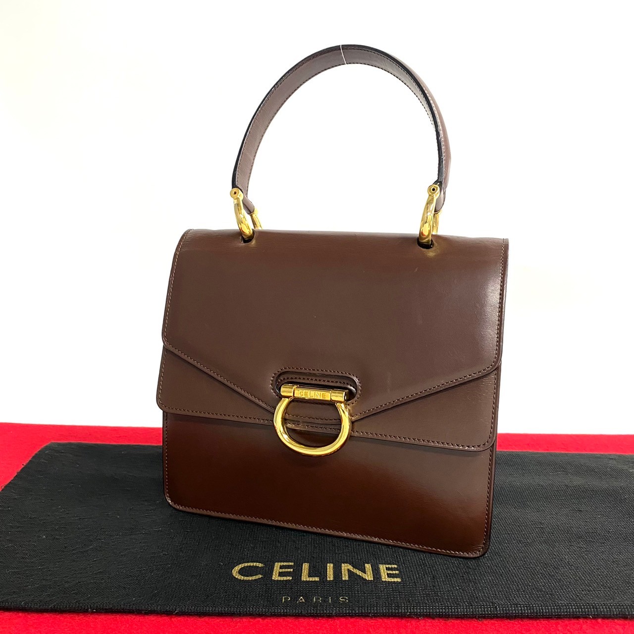 楽天市場】【ポイント2倍】極 美品 レア品 CELINE セリーヌ ヴィンテージ ロゴ 金具 カーフレザー 本革 ハンドバッグ ミニ トートバッグ  ブラウン 赤張り 20937 【送料無料】【中古】 : Trip Used Vintage 楽天市場店