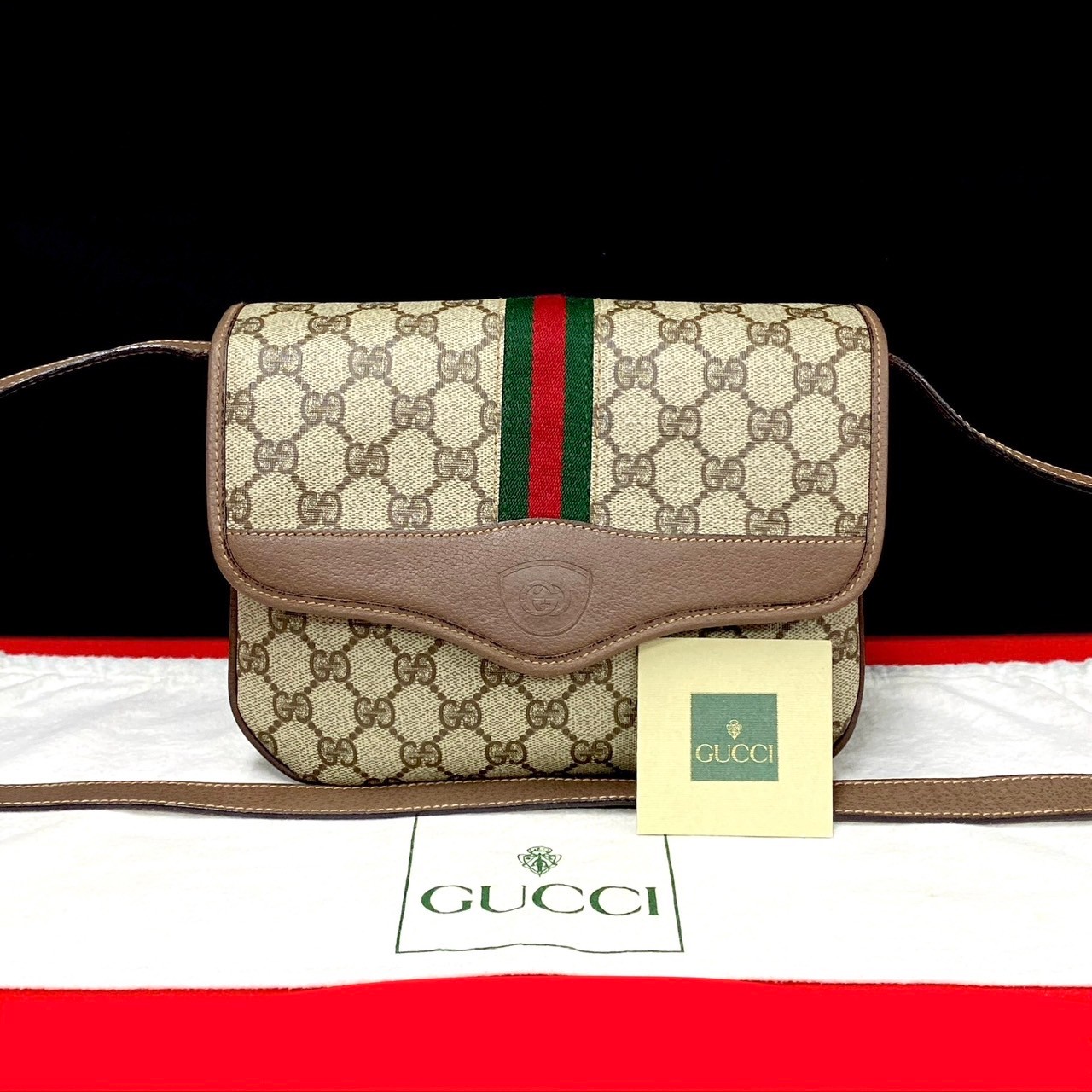 楽天市場】【ポイント2倍】極 美品 GUCCI グッチ オールドグッチ ヴィンテージ シェリーライン GG ロゴ レザー ショルダーバッグ ポシェット  ブラウン 30005【送料無料】【中古】 : Trip Used Vintage 楽天市場店