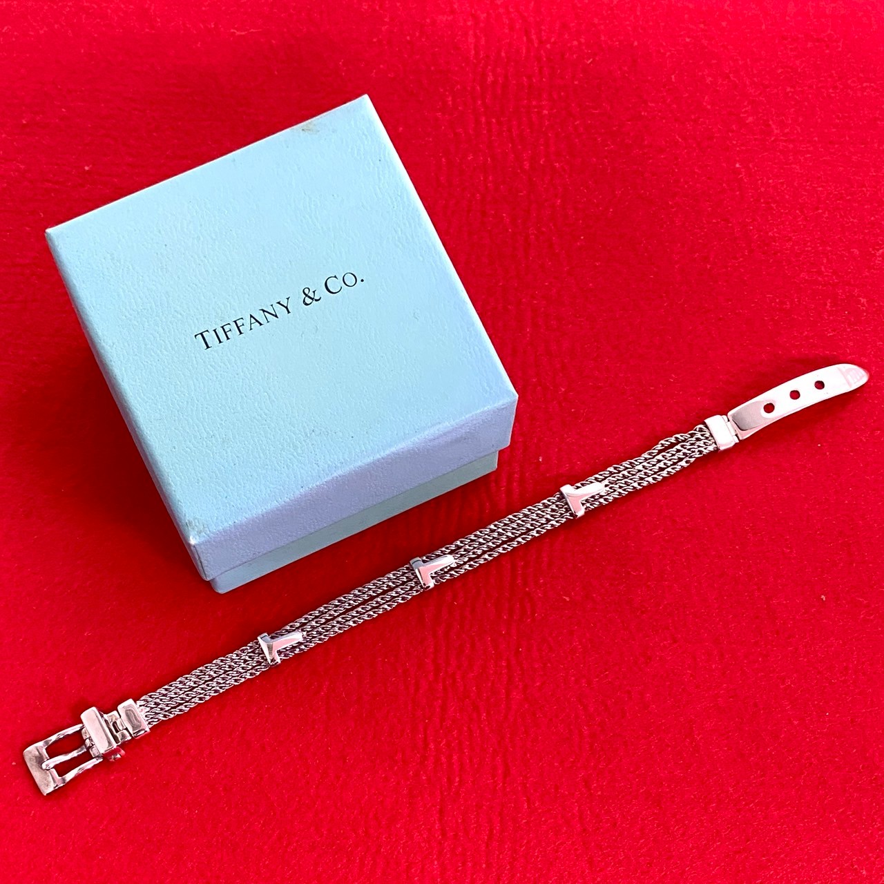 ティファニー　希少　Tバックル　ゴールド金具 レザー　ベルト　赤 ティファニー 希少 Tバックル ゴールド金具 レザー ベルト 赤