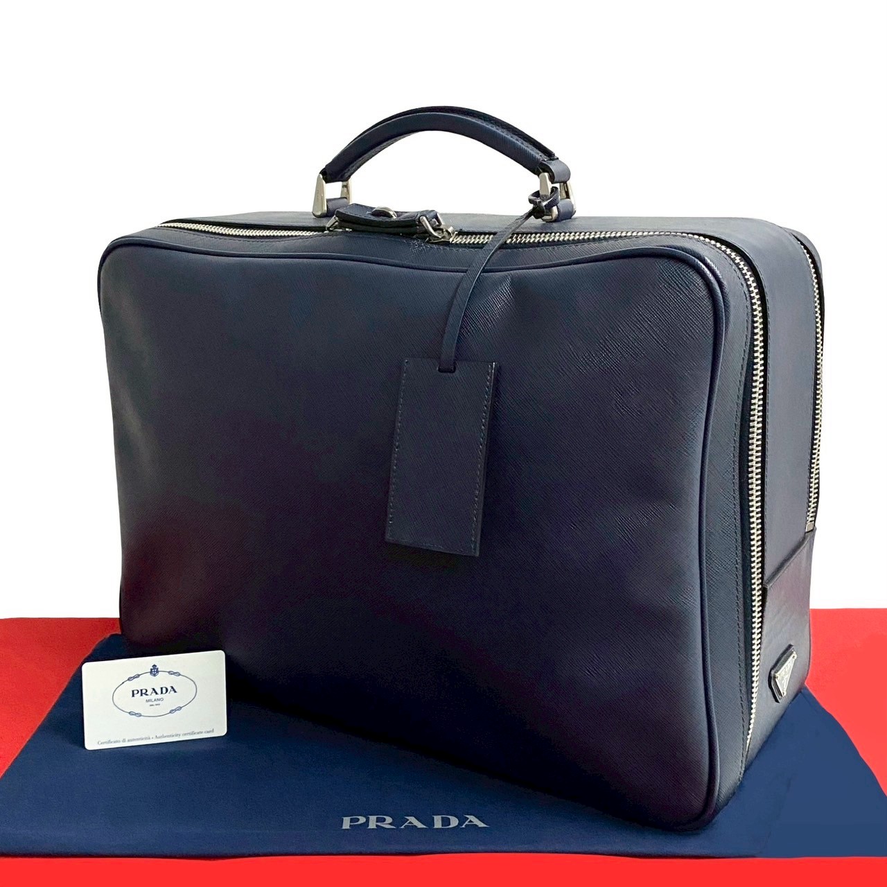 【極美品】プラダ 2way ボストンバッグ ナイロン サフィアーノ ギャランティ PRADA プラダ （PRADA） ナイロン テスート×サフィアーノ