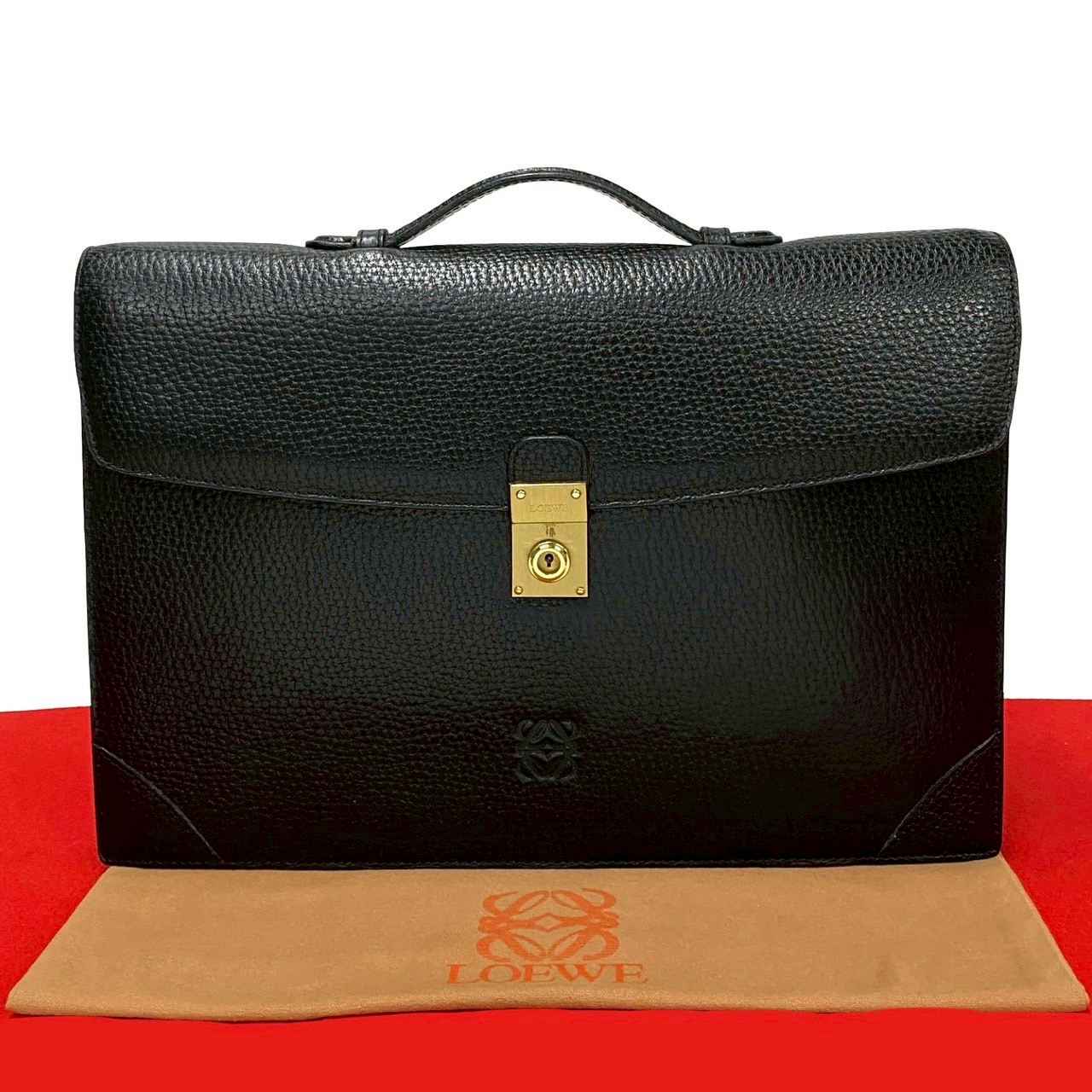 【LOEWE】ビジネスバッグ　ブリーフケース　レザー　ダークブラウン　鍵付き LOEWE/ロエベ】 ブリーフケース ビジネスバッグ レザー ブラウン