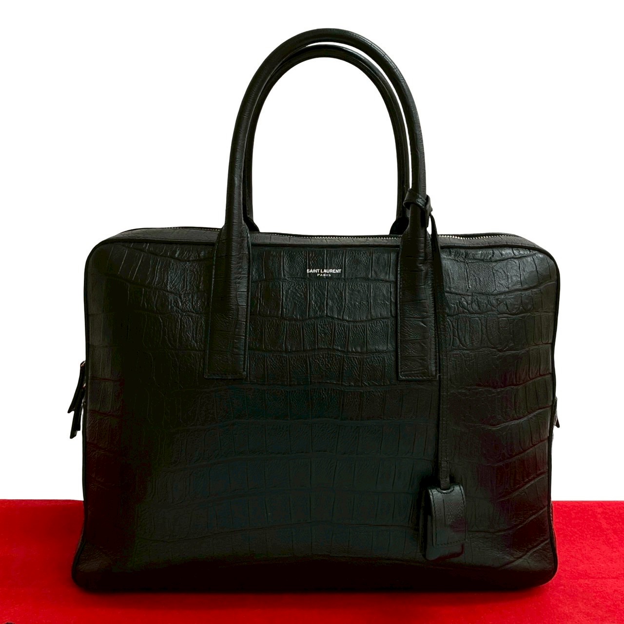 Saint Laurent paris クラシックミュージアム　クロコダイル サンローラン クラシック ミュージアム ブラック/シルバー金具