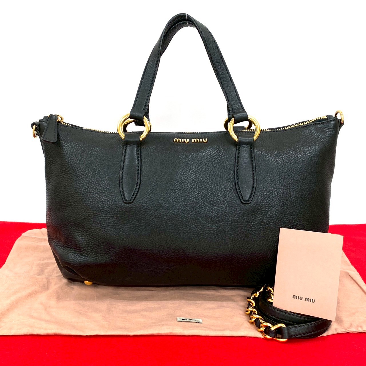 楽天市場】◇ミュウミュウ MIU MIU◇ ボストンバッグ/レザー/黒