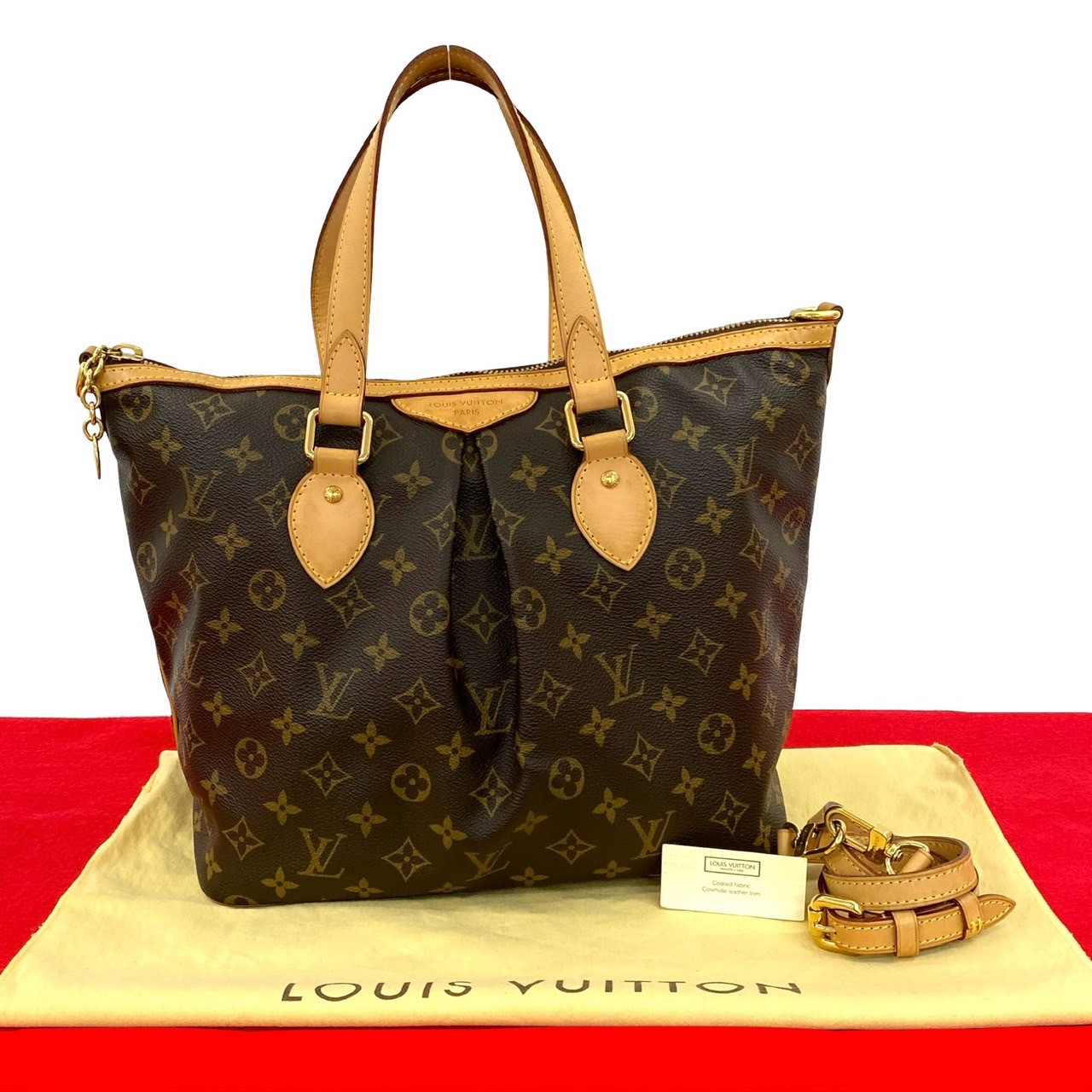 【尖んがり2倍】極 美品 袋付き添い人 LOUIS VUITTON ルイヴィトン パレルモ PM モノグラム なめし革 2way ハンドバック ショルダーバッグ 赤銅色 34145【貨物輸送無料】【中古】