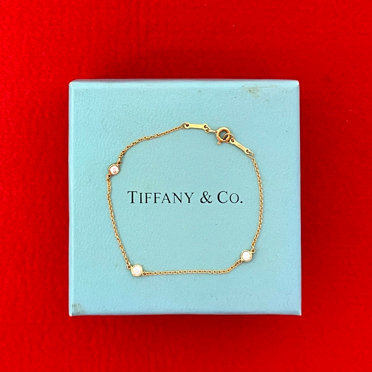 極美品　ティファニー　ブレス　バイザヤード　ラピス　ダイヤ　K18　YG　希少 TIFFANY&Co. ティファニー バイザヤード 5P ダイヤモンド