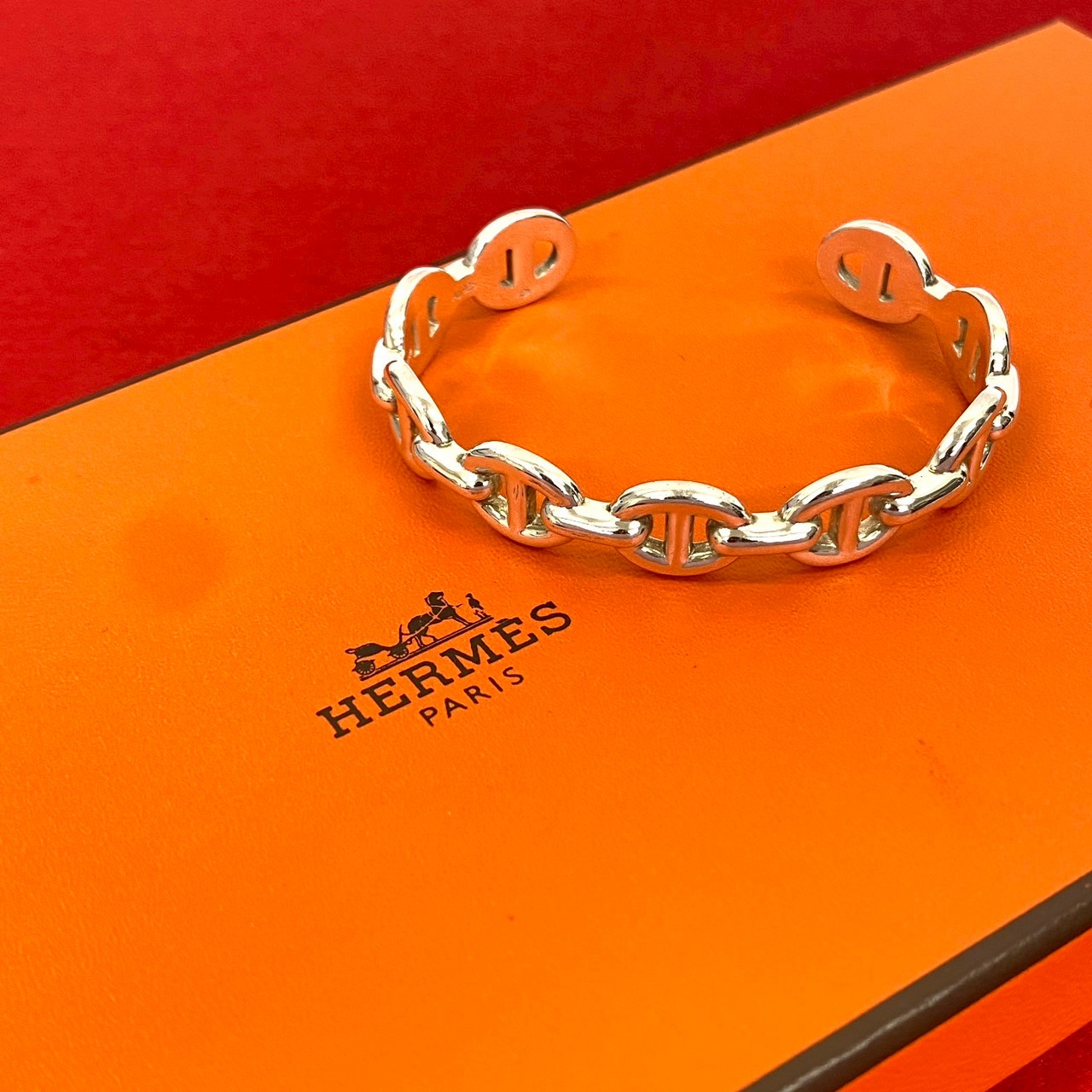 【ポイント2倍】極 美品 希少品 HERMES エルメス シェーヌダンクル アンシェネ バングル シルバー925 ブレスレット アクセサリー シルバー 34216【送料無料】【中古】